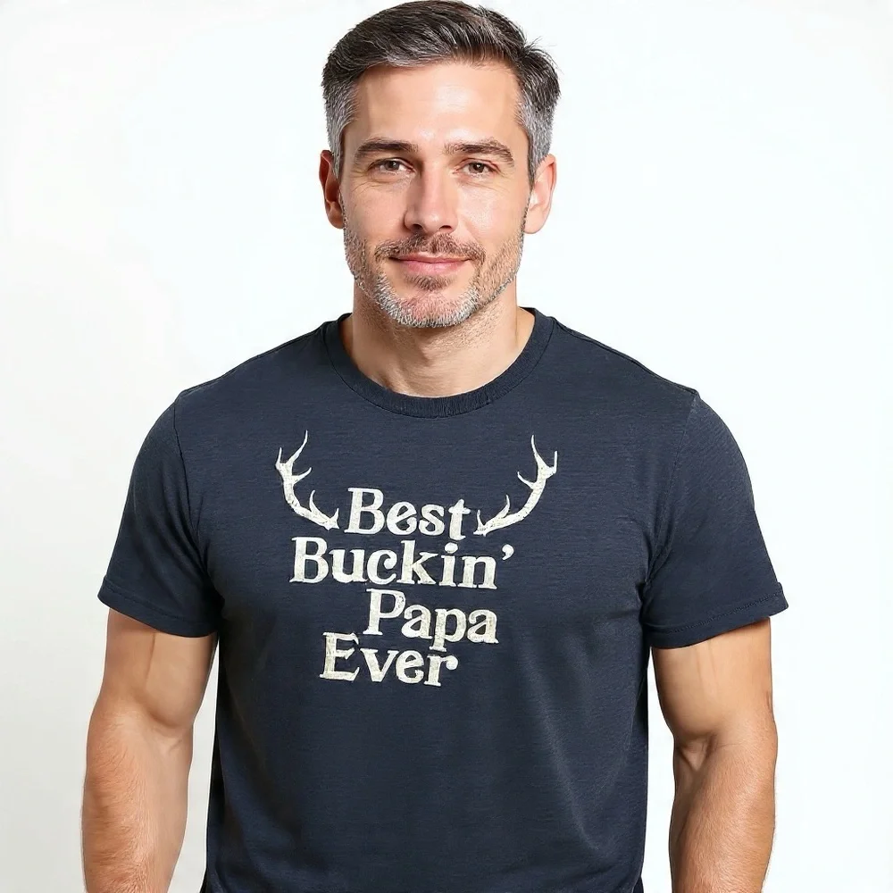 Crazy Dog “Best Buckin Papa Ever” Hunting Antler Graphic Tee Blue Sz 2X - Picture 1 of 6